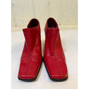 Bruno Lenti Red Leather Ankle Booties Size 8